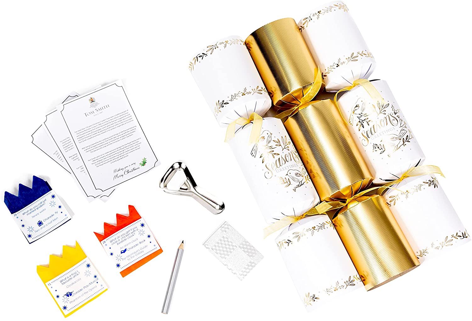 Tom Smith Christmas Crackers Gold & White 6 Pack