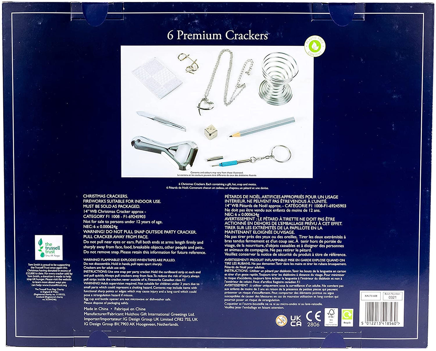 Tom Smith Christmas Crackers Gold & White 6 Pack