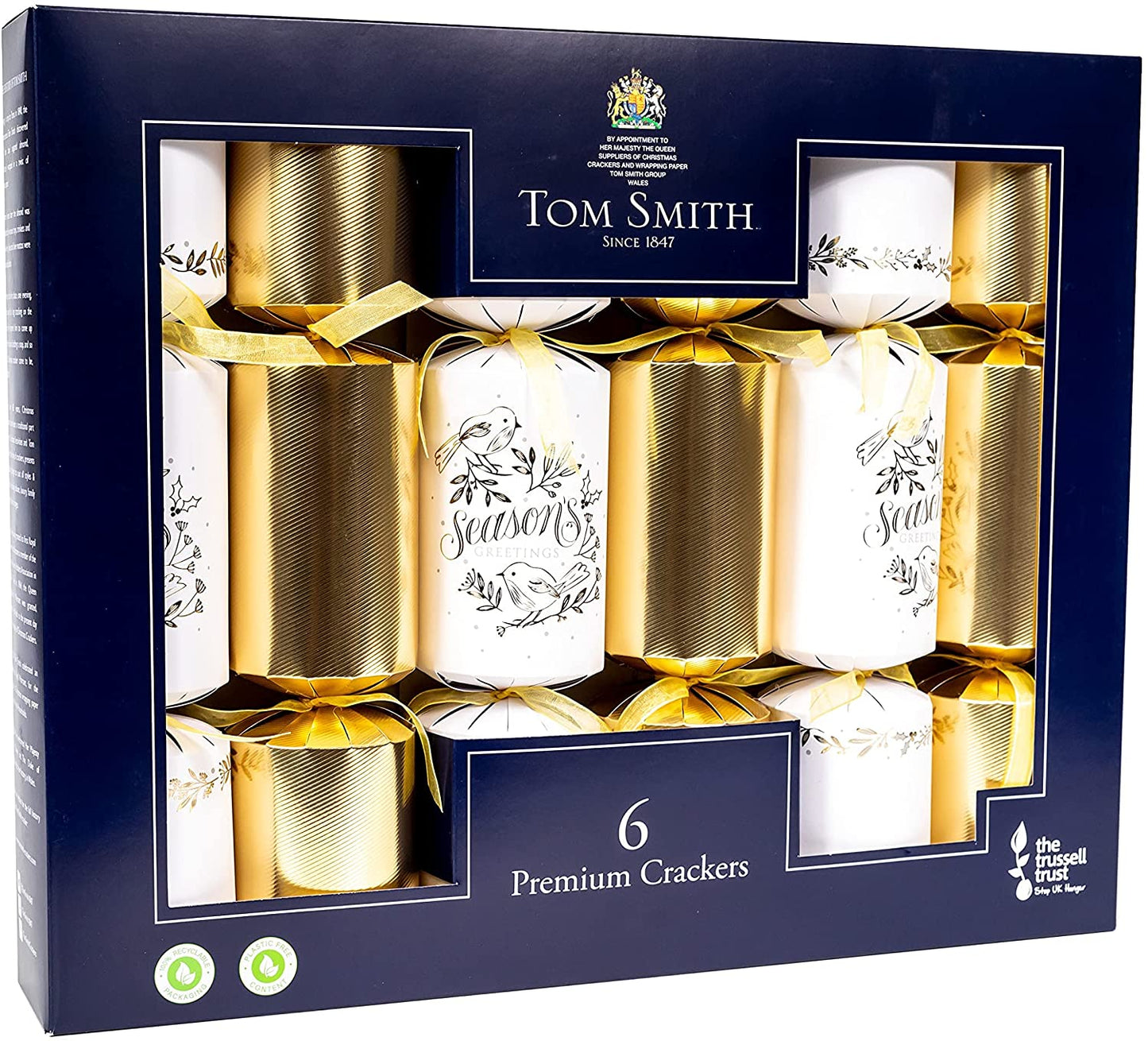 Tom Smith Christmas Crackers Gold & White 6 Pack