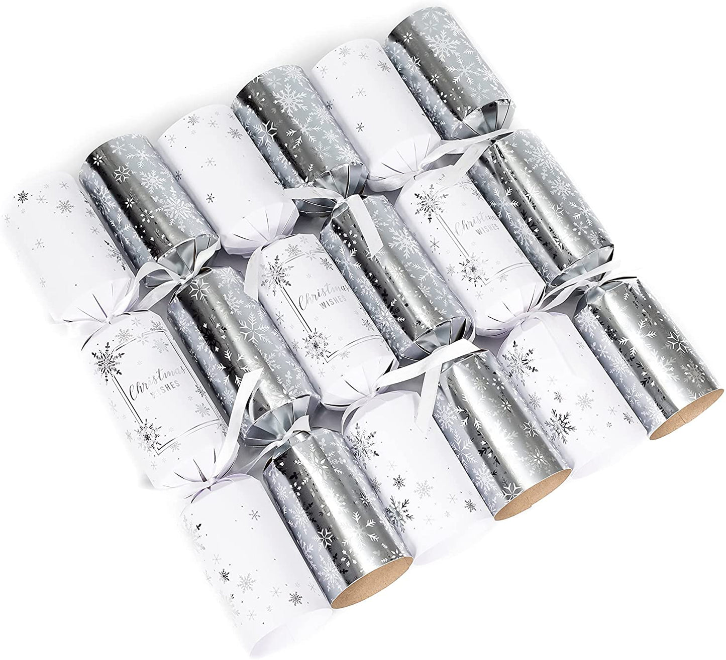 Tom Smith Christmas Crackers Silver & White Christmas 6 Pack