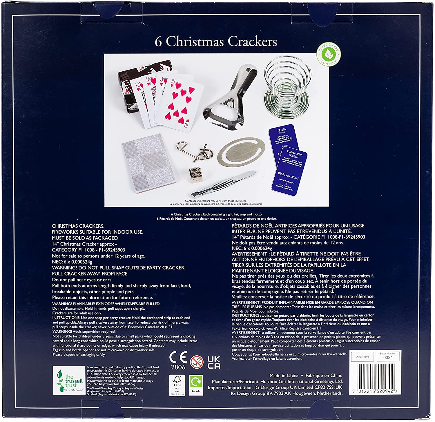 Tom Smith Christmas Crackers Silver & White Christmas 6 Pack