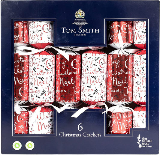 Tom Smith Christmas Crackers Red & White Christmas 6 Pack