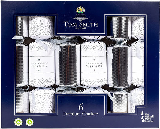 Tom Smith Christmas Crackers Silver & White 6 Pack