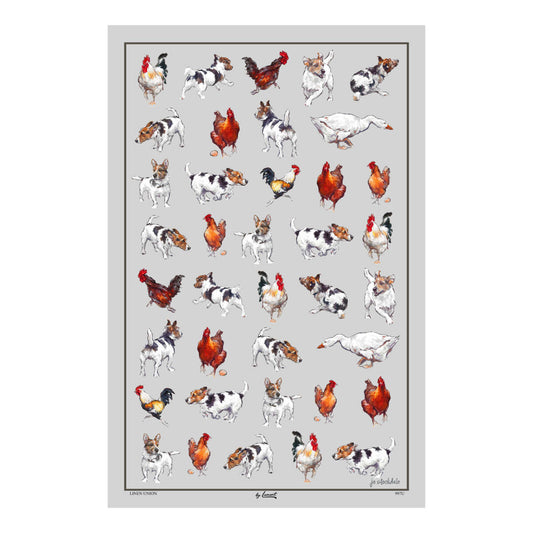 Samuel Lamont Tea Towel Farmyard Frolics Linen Union