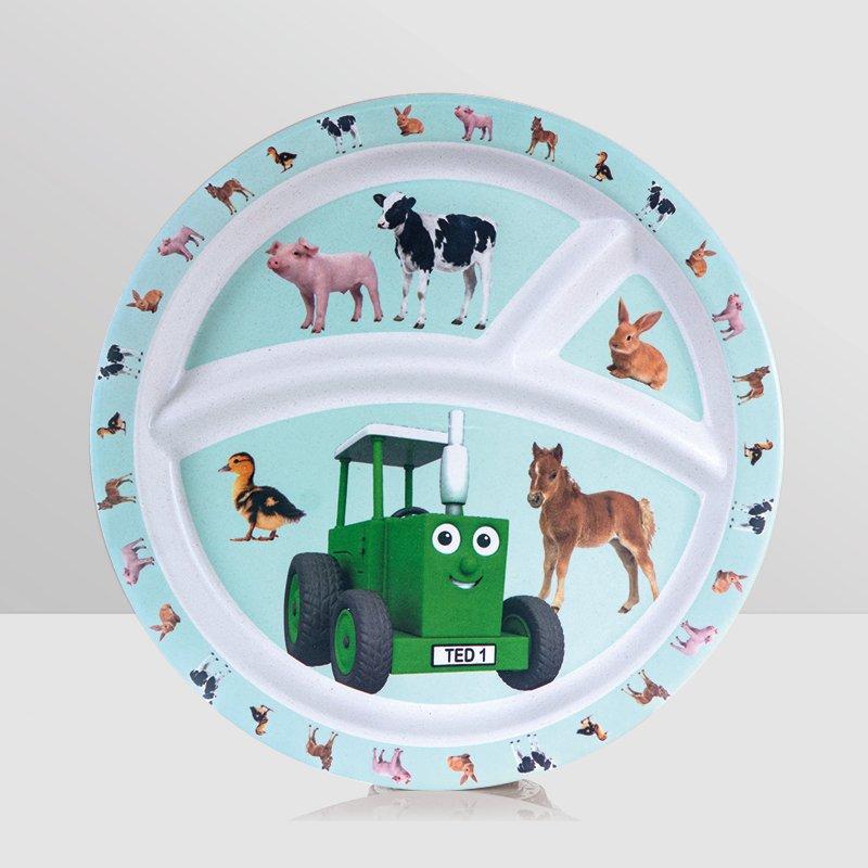 Tractor Ted Bamboo Divider Plate Baby Animals
