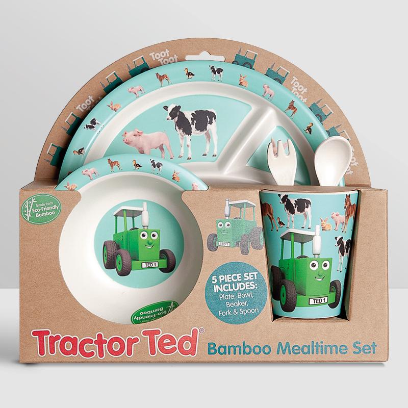 Tractor Ted Bamboo Mealtime Gift Set with Cutlery Baby Animals