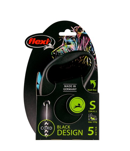 Flexi Lead Black Design Small Cord 5m Blue