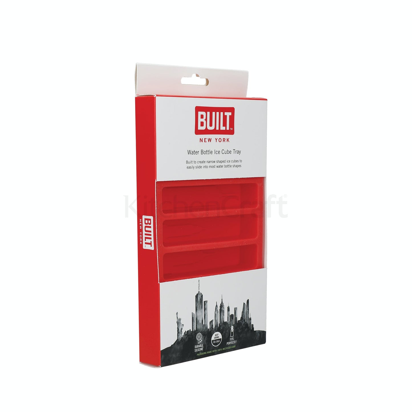 BUILT Water Bottle Ice Cube Tray Red 19.5 x 11.5cm