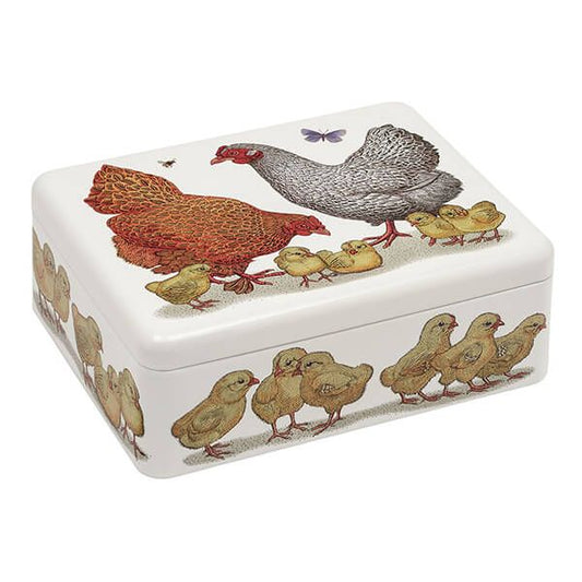 Chickens by Vanessa Lubach Deep Rectangular Tin