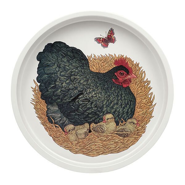 Chickens by Vanessa Lubach Deepwell Tin Tray