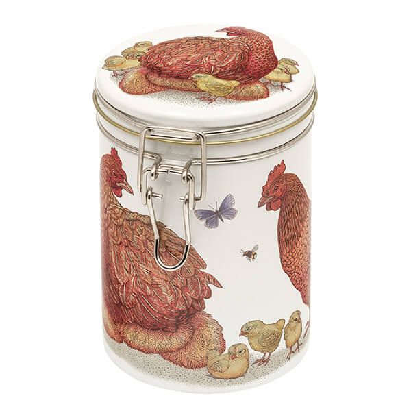 Chickens by Vanessa Lubach Clip Lid Round Caddy