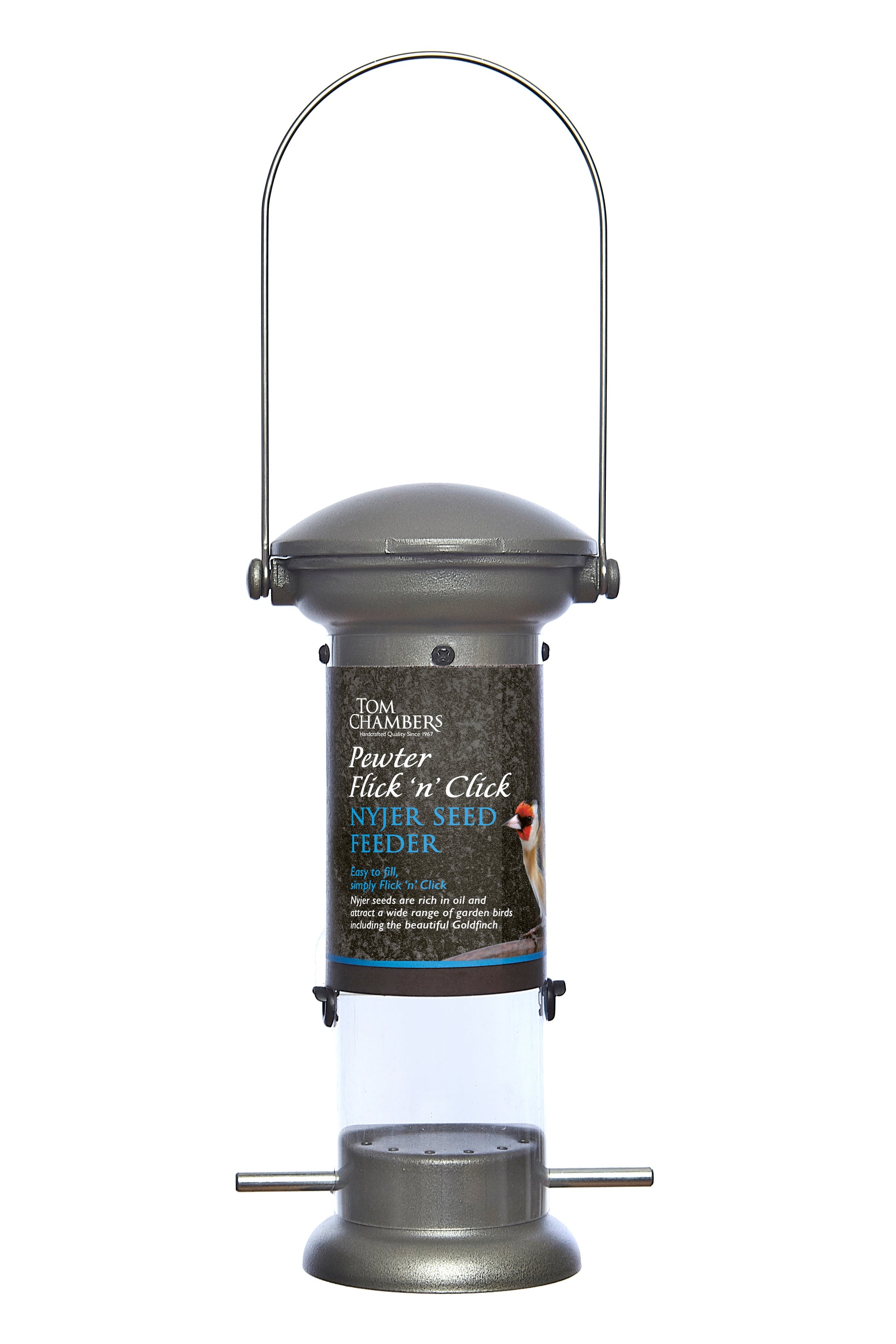 Tom Chambers Pewter Flick ‘n’ Click Nyjer Seed Feeder