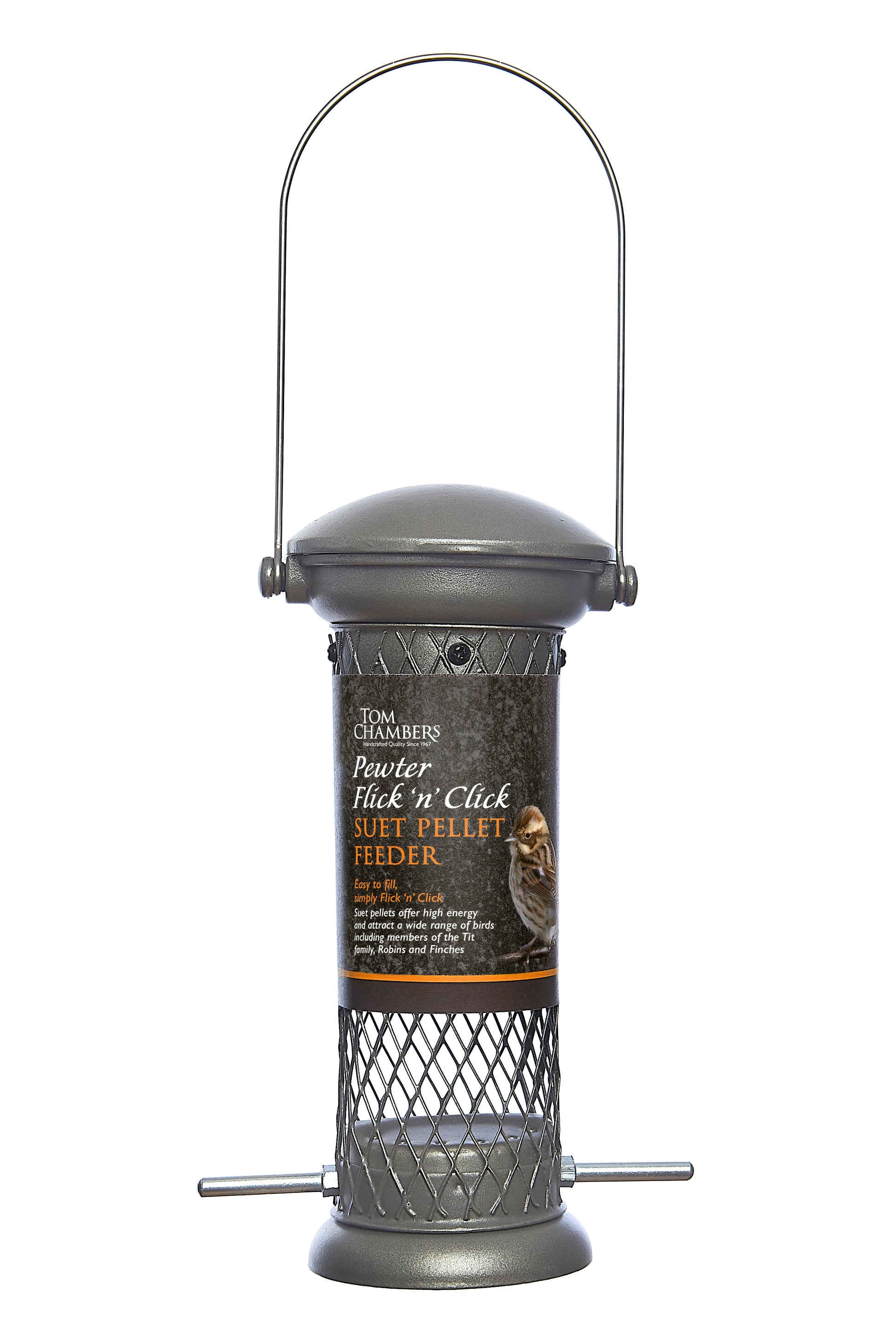 Tom Chambers Pewter Flick ‘n’ Click Suet Pellet Feeder