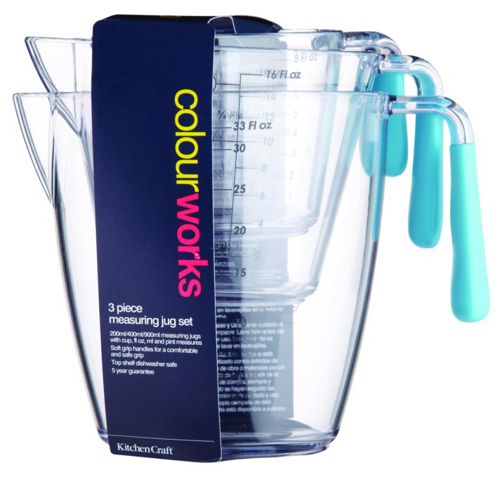 Kitchen Craft Set of Three Acrylic Measuring Jug Set - Blue