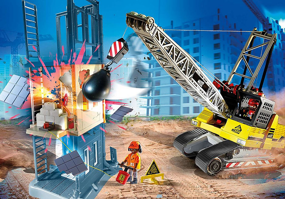 Playmobil City Action Cable Excavator with Building Section