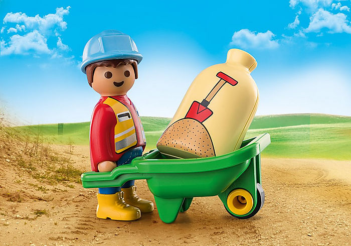 Playmobil 1.2.3 Construction Worker with Wheelbarrow
