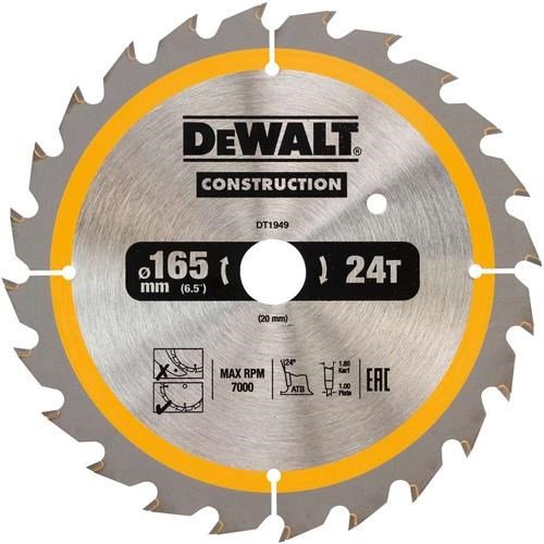 Dewalt Circular Saw Blade 165 x 20 x 24T