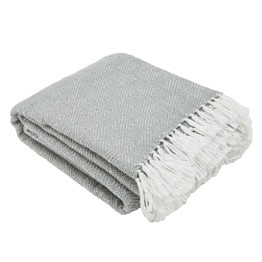Weaver Green Diamond Dove Grey Blanket 230 x 130cm