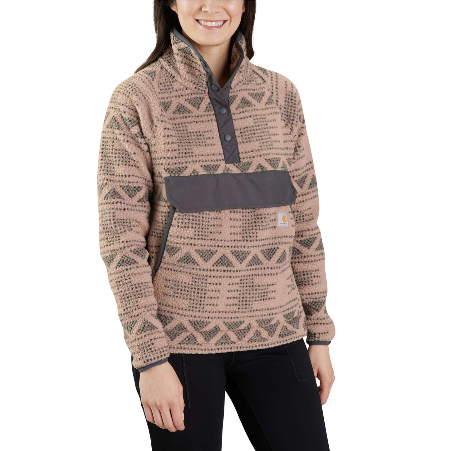 Carhartt Relaxed Fit Fleece Pullover - Warm Taupe Geo Aztec