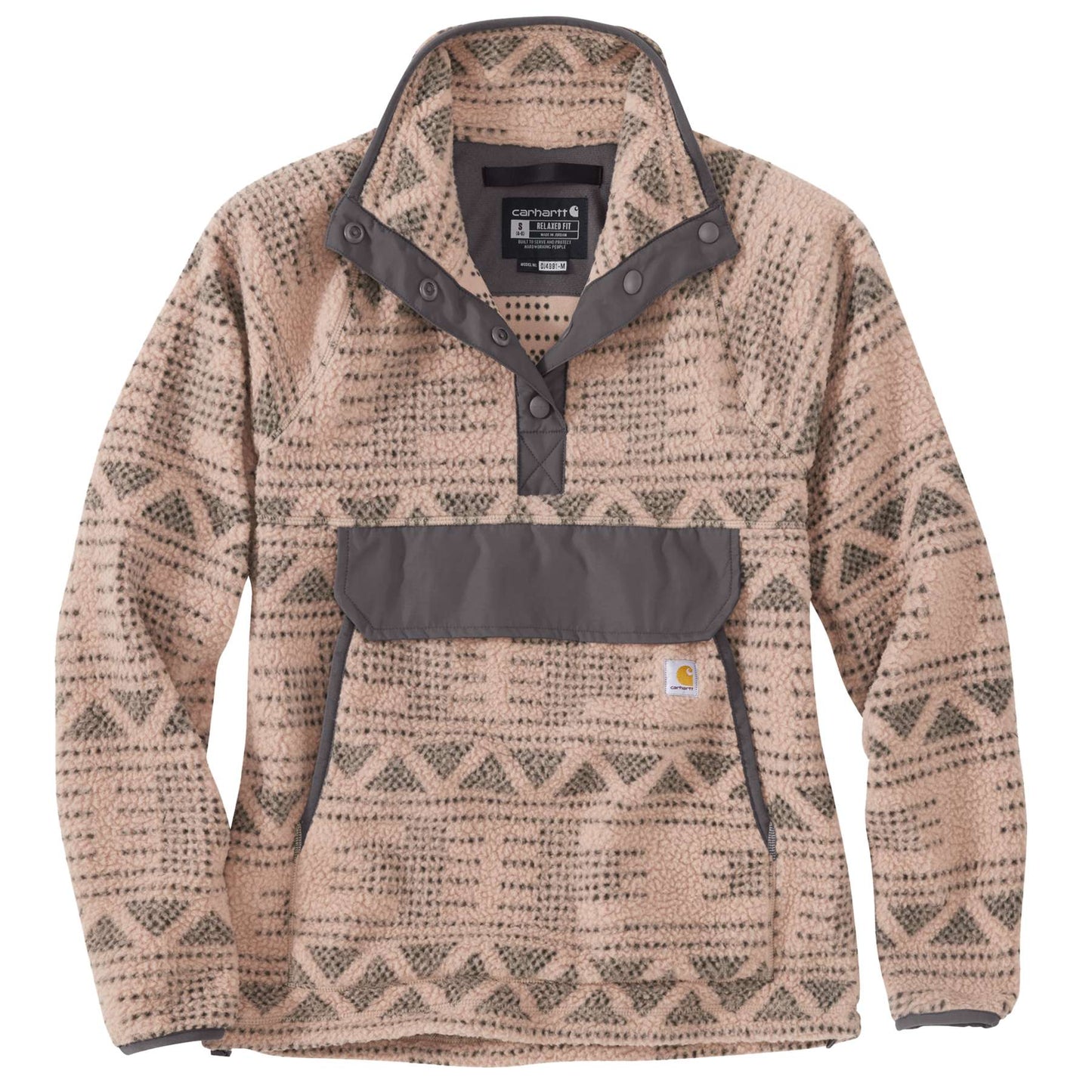 Carhartt Relaxed Fit Fleece Pullover - Warm Taupe Geo Aztec