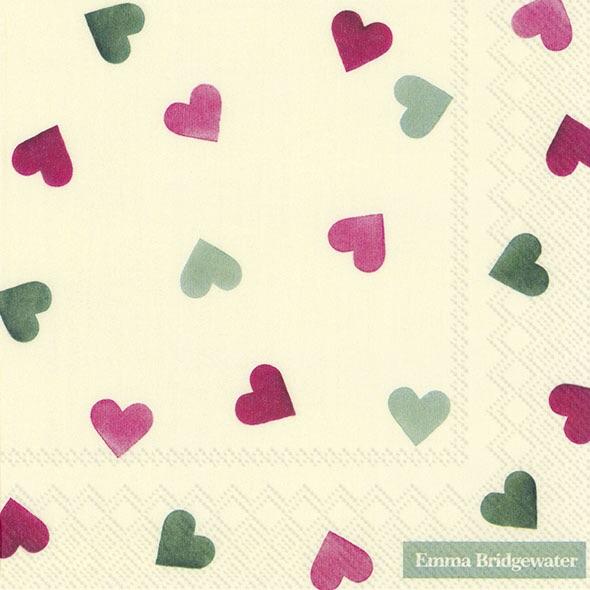 Emma Bridgewater Pink And Green Hearts Lunch Napkins