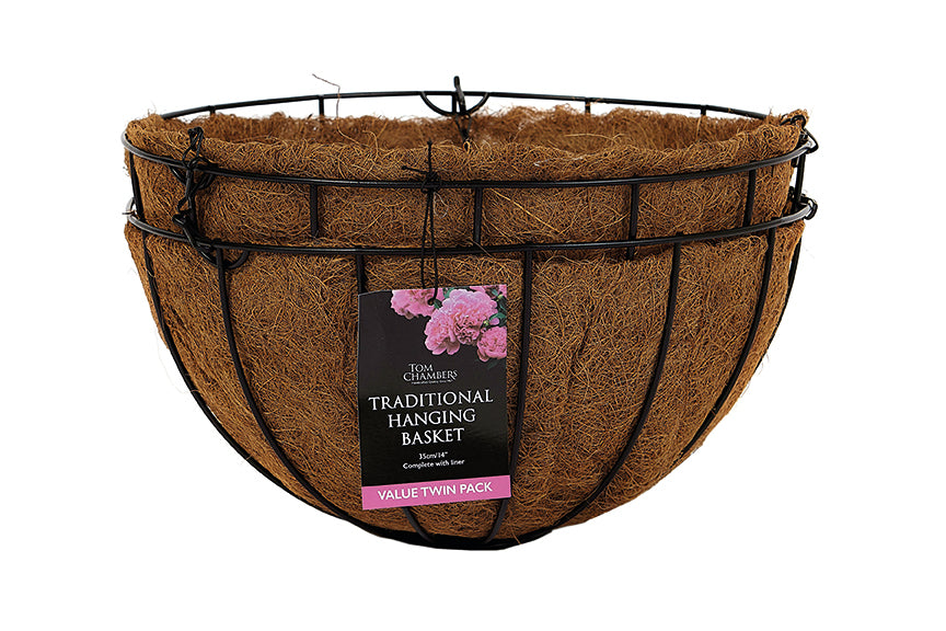 Tom Chambers Traditional Hanging Basket & Liner 2-Pack