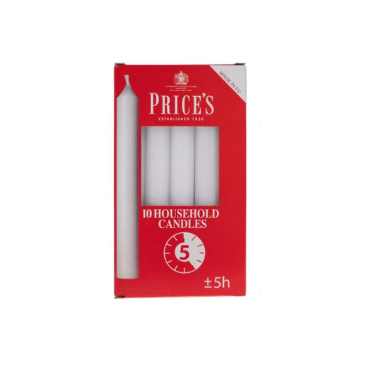 Prices White Household Candles 10 Pack