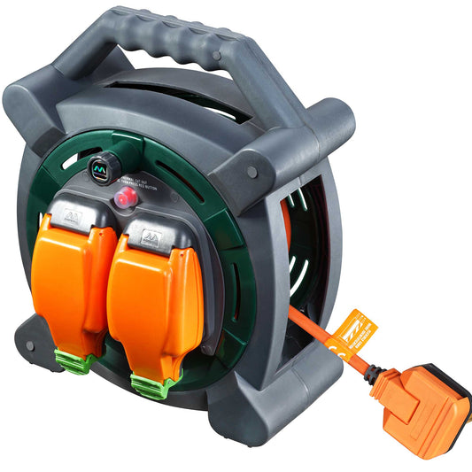 Masterplug 20m Case Reel with 2 Weatherproof Sockets