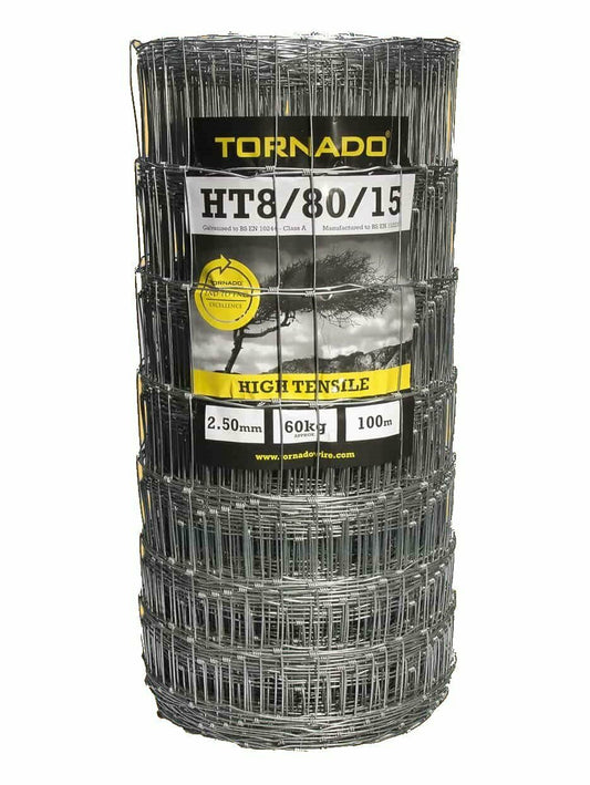 Tornado Hinge Joint HT8/80/15 High Tensile Livestock Wire Fencing 100m