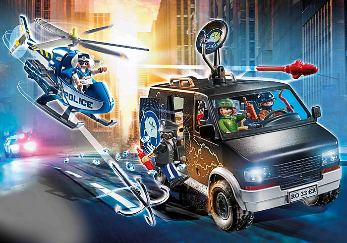 Playmobil City Action Police Helicopter Pursuit with Runaway Van