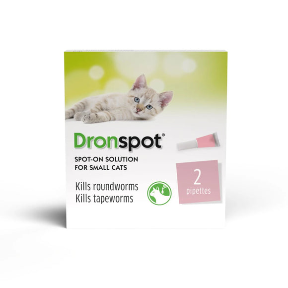 Dronspot Spot On Wormer for Small Cats - 2 Pipettes