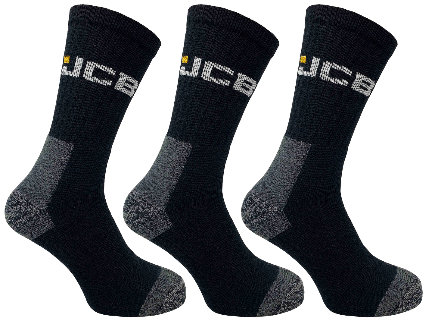 JCB Work Socks Black Pack of 3