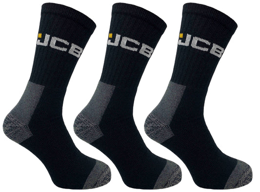 JCB Work Socks Black Pack of 3