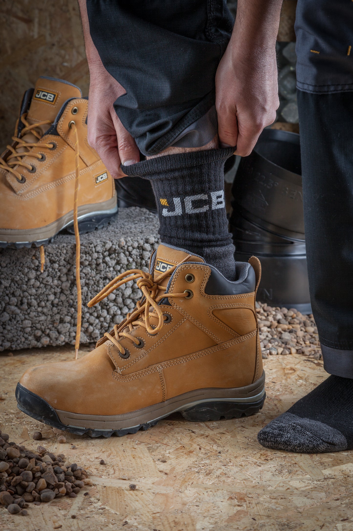 JCB Work Socks Black Pack of 3