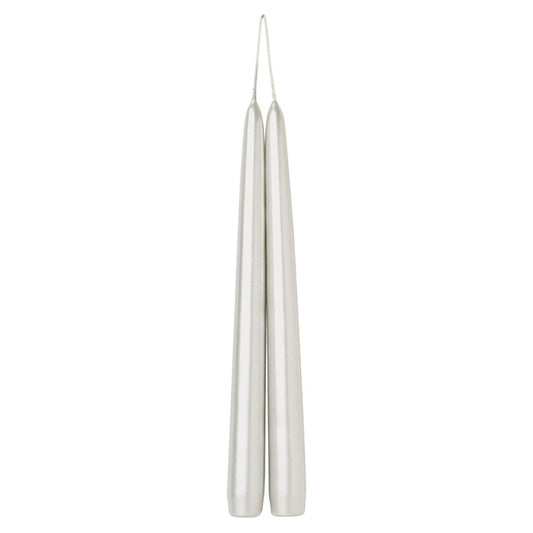 IHR Dipped Silver Pair of Tapered Candles