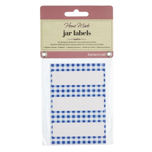 Home Made Jar Labels Blue Gingham