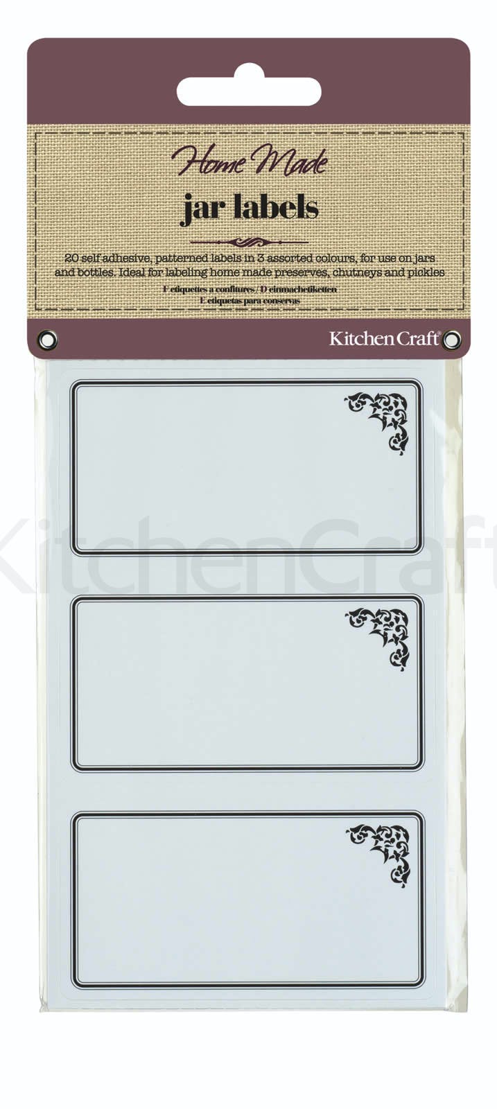 Home Made Pack of 20 Jam Jar Labels Monochrome