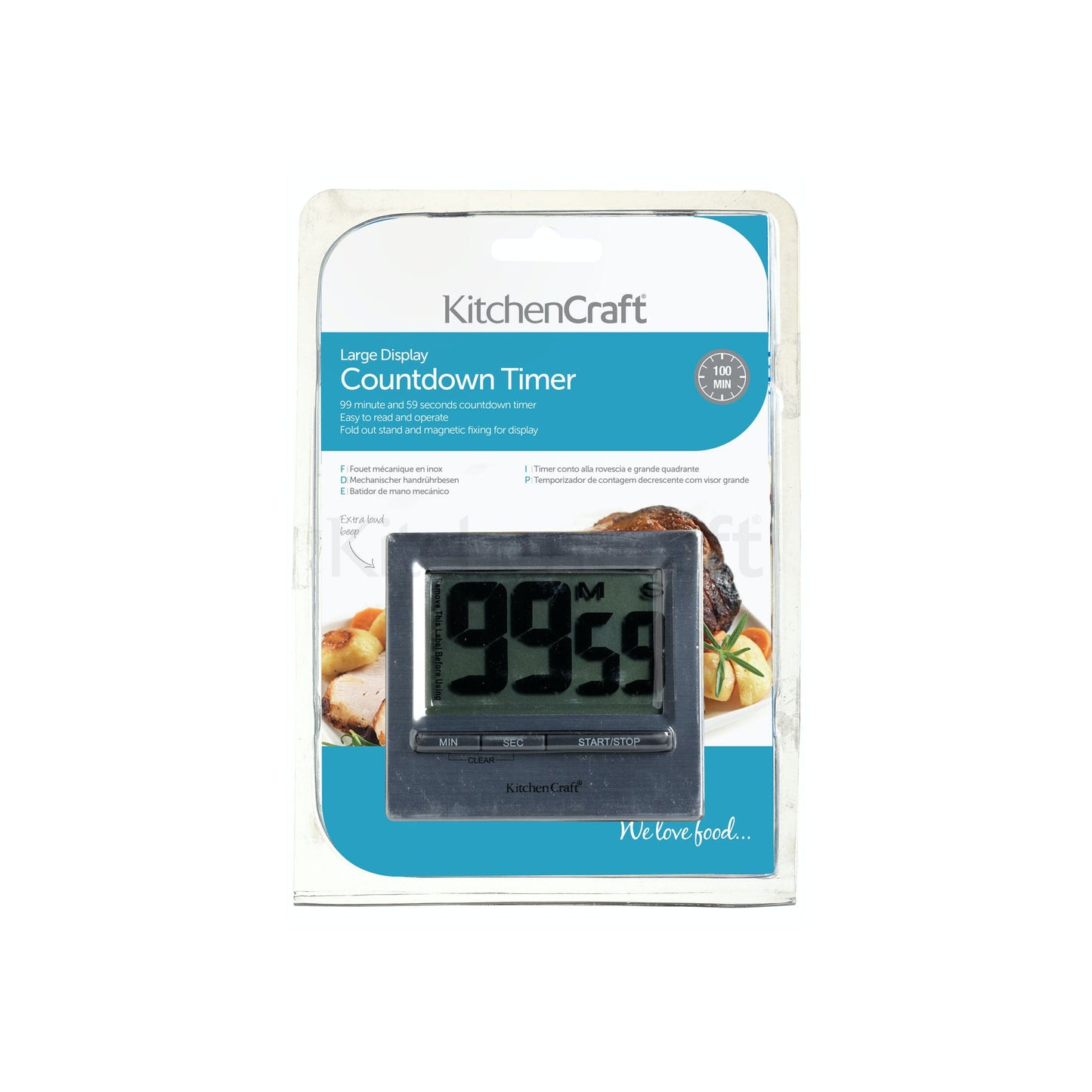 KitchenCraft Large Easy Read Chromed Timer