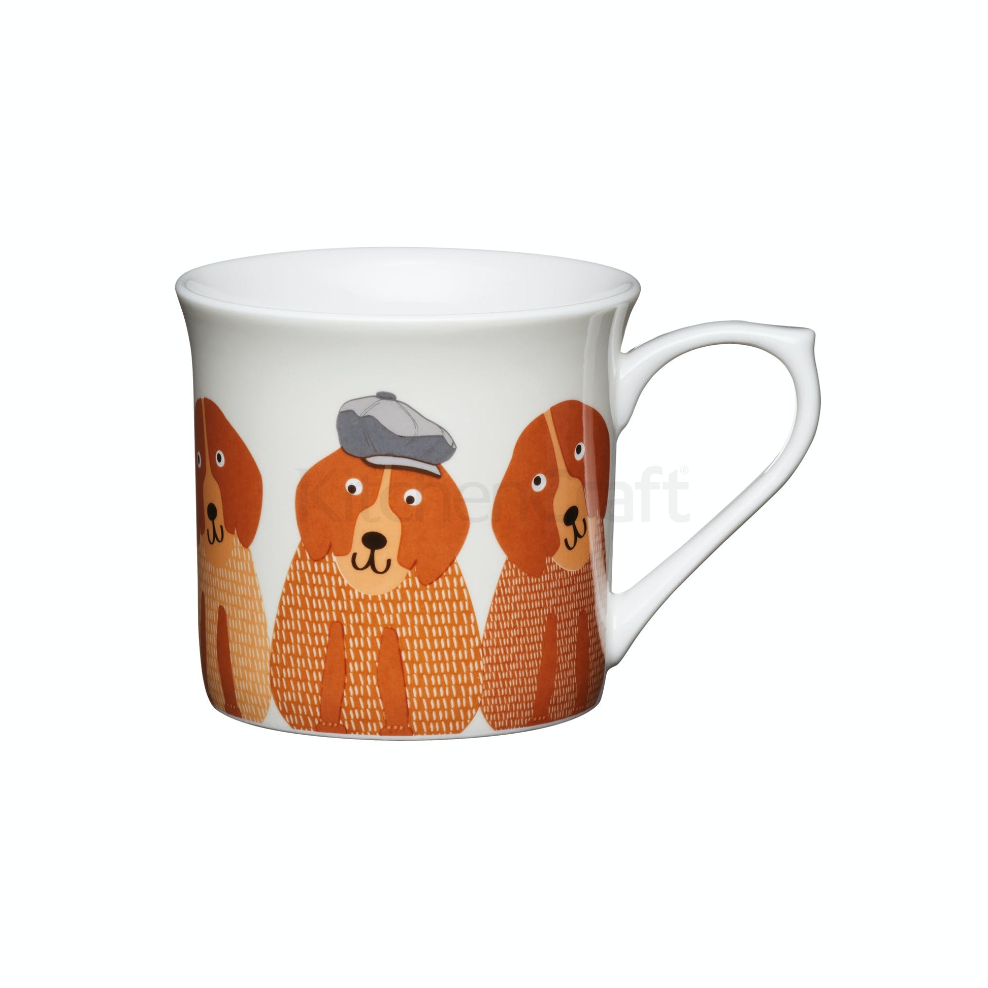 KitchenCraft Bone China Fluted Dogs Mug 300ml