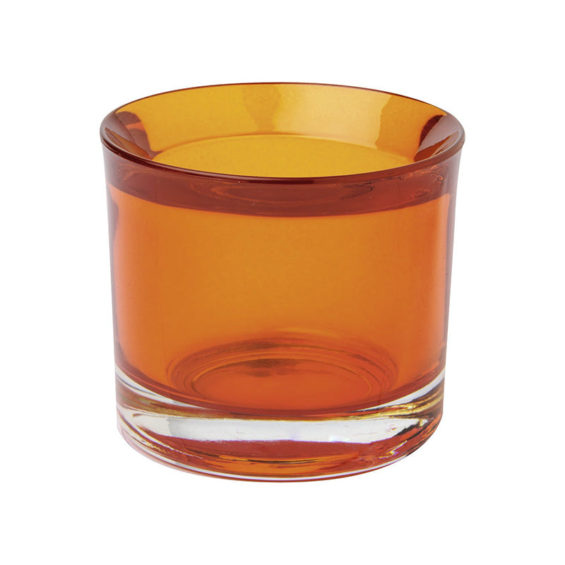 IHR Glass Cup Tea Light Holder Orange