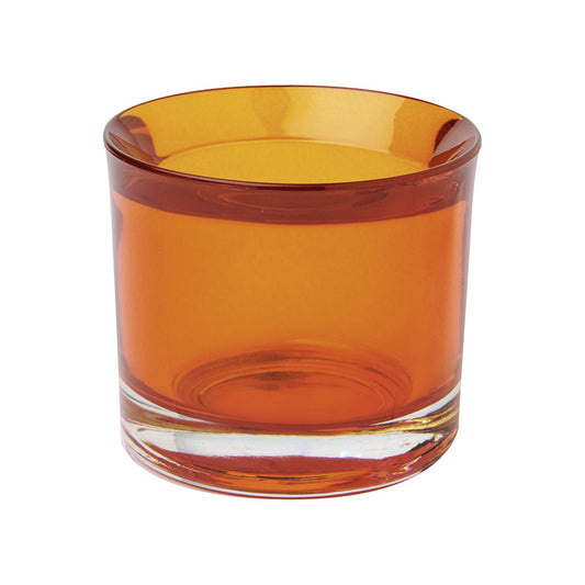 IHR Glass Cup Tea Light Holder Orange