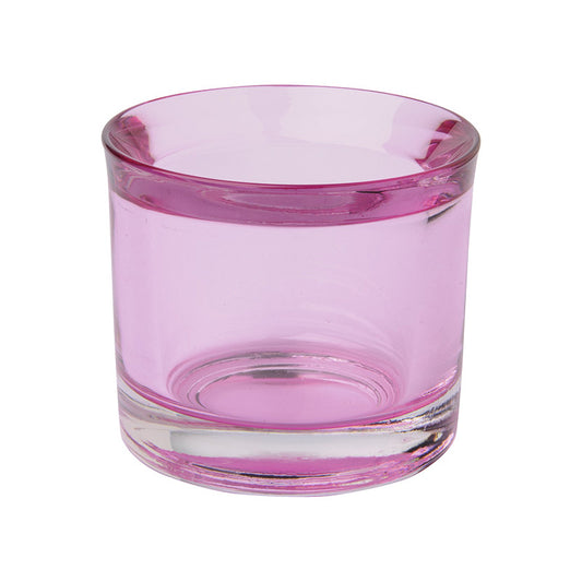 IHR Glass Cup Tea Light Holder Pink