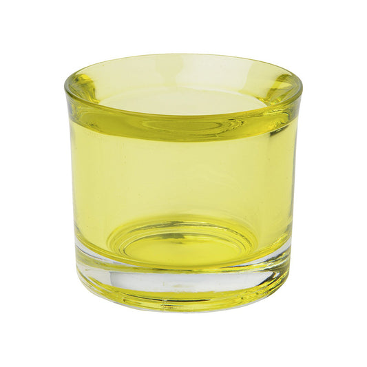 IHR Glass Cup Tea Light Holder Light Yellow