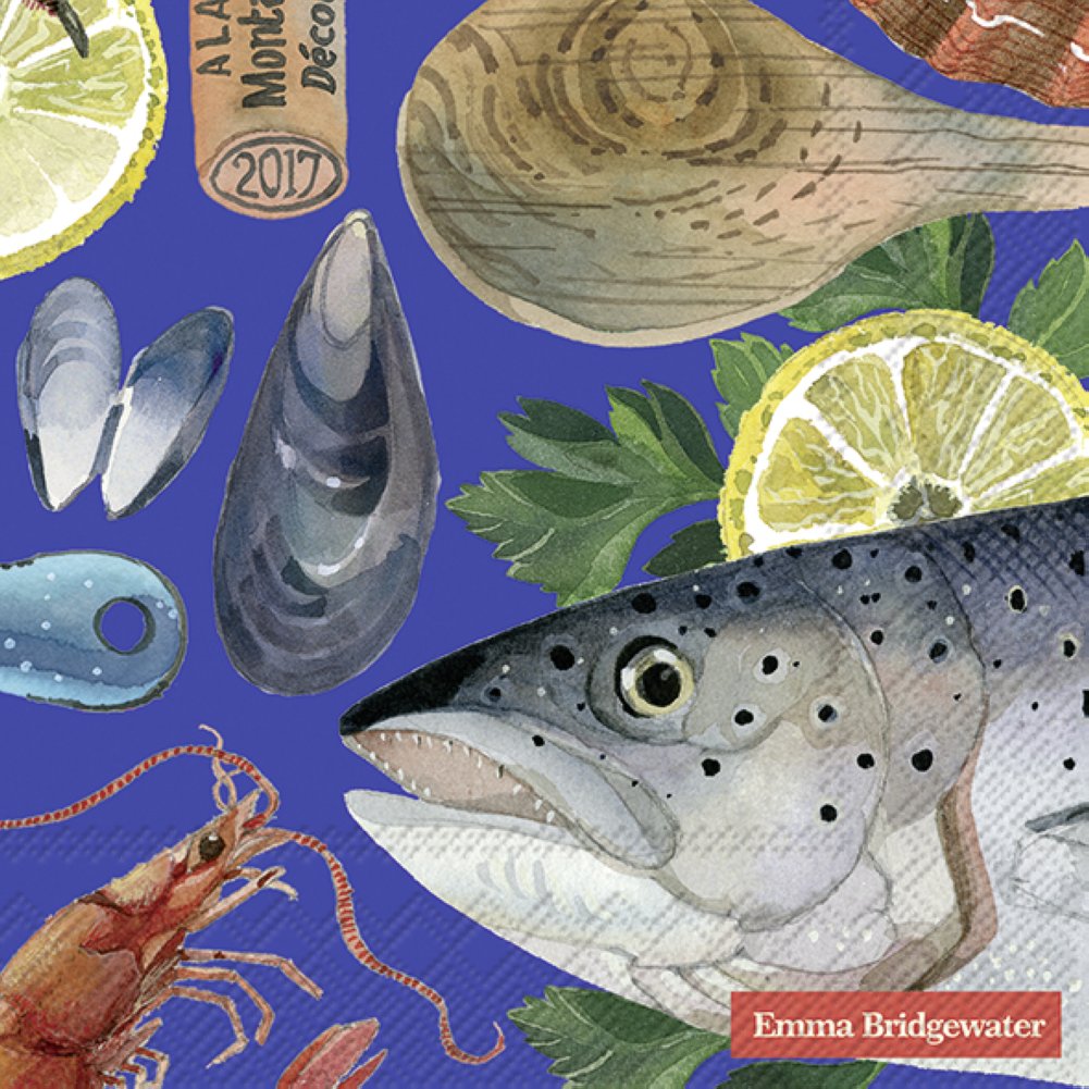 Emma Bridgewater Fish Supper Blue Lunch Napkins