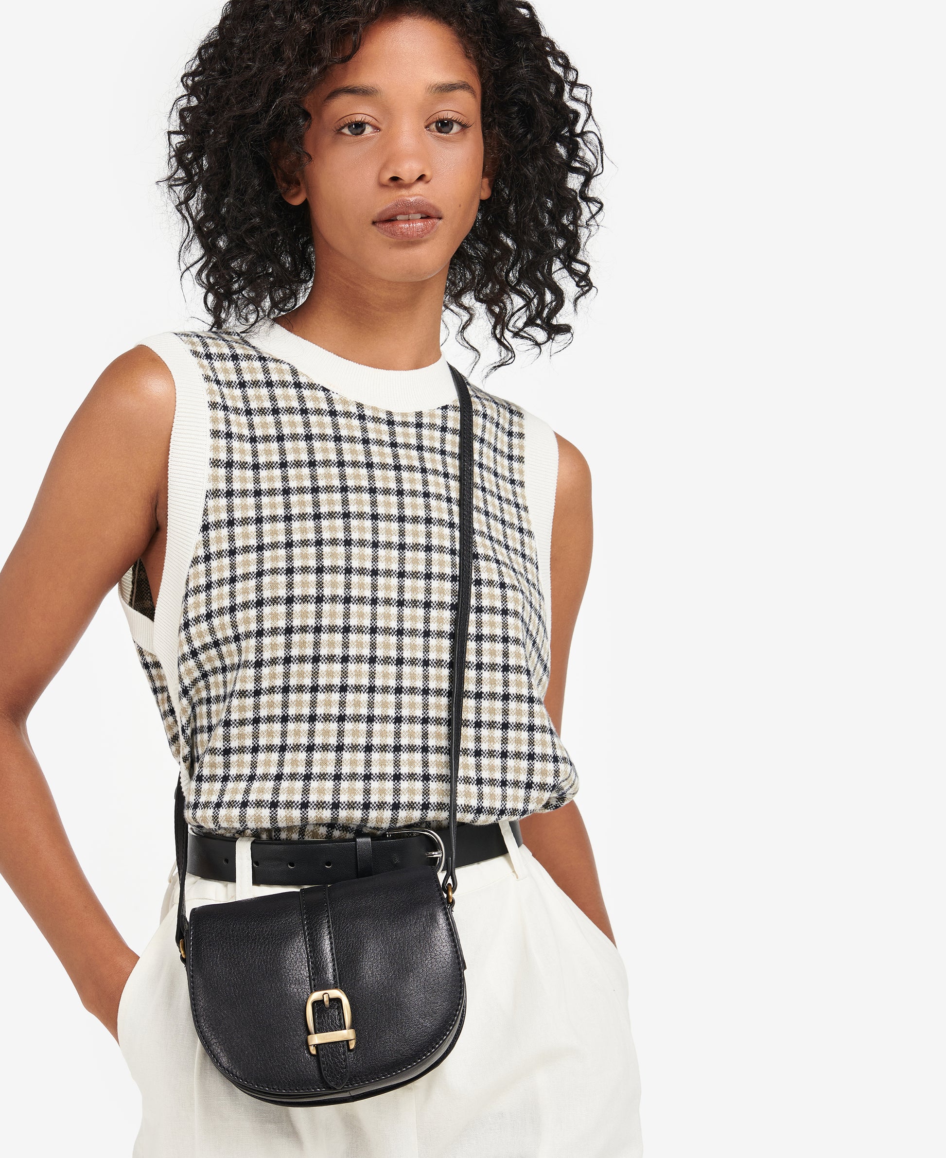 Barbour Laire Leather Saddle Bag - Black