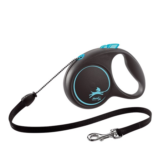 Flexi Lead Black Design Medium Cord 5m Blue