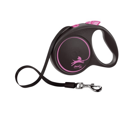 Flexi Lead Black Design Large Tape 5m Pink
