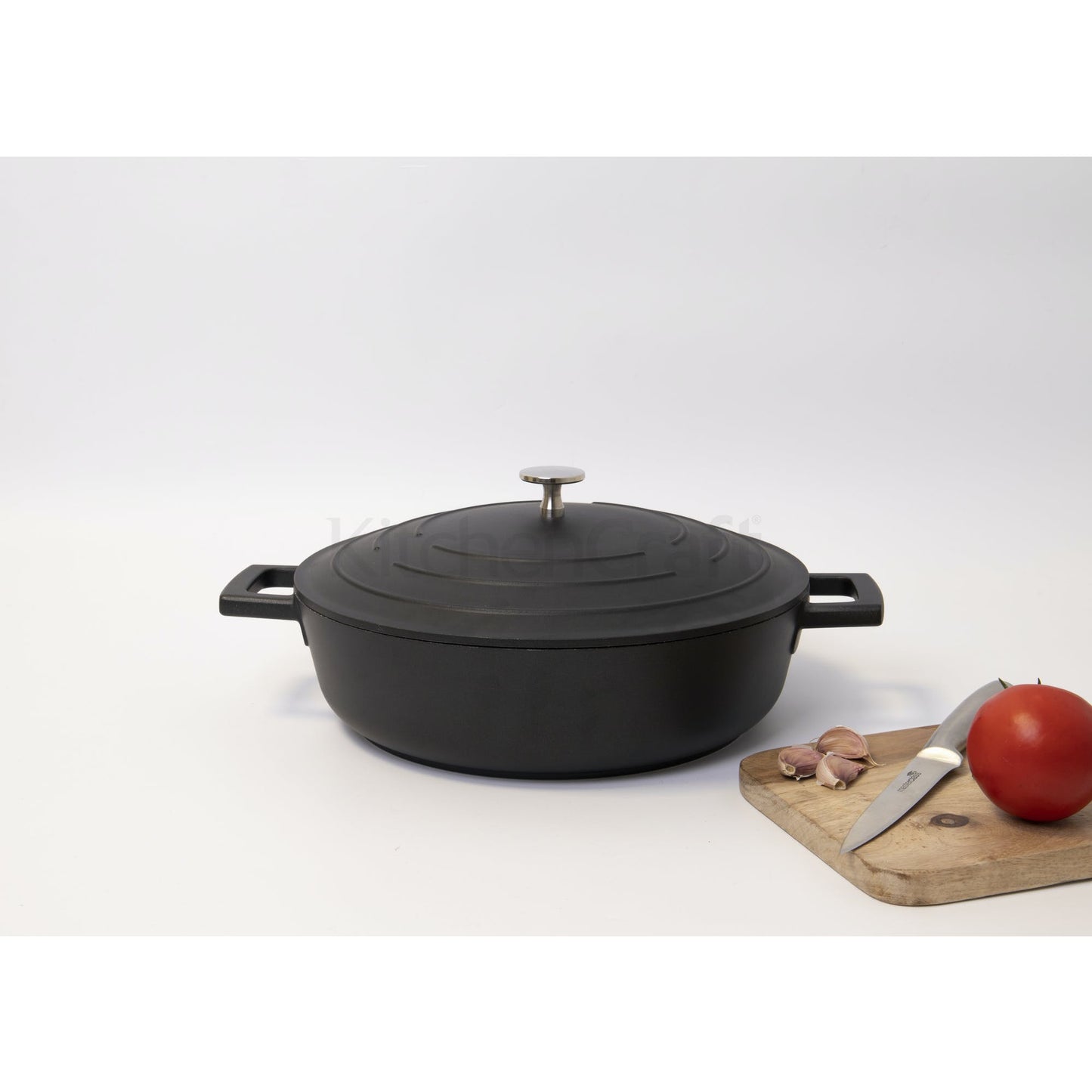 MasterClass Cast Aluminium Shallow Casserole Dish with Lid 4L