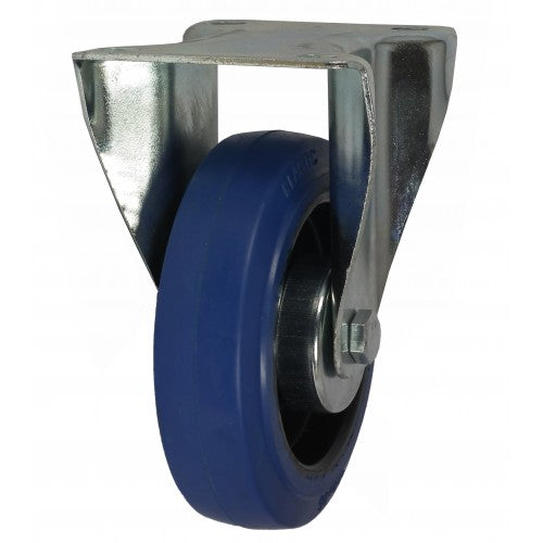 100mm Fixed Castor (80x60 - Keystone) Rubber Tyre - Roller Bearing - 160kg