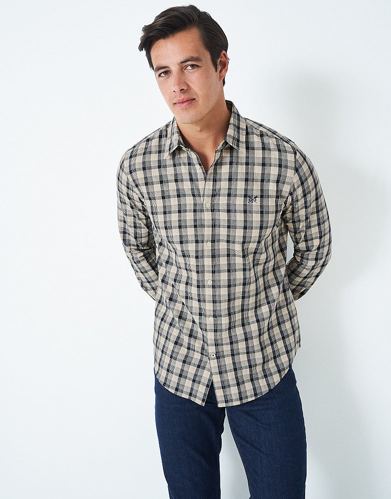 Crew Clothing Marl Brushed Fleece Check Shirt